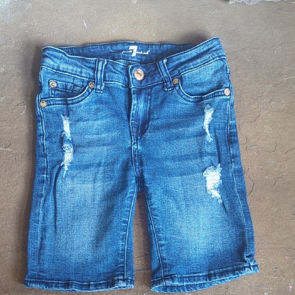 Stylish Blue Denim Shorts By 7 For All Mankind Kids Size 8